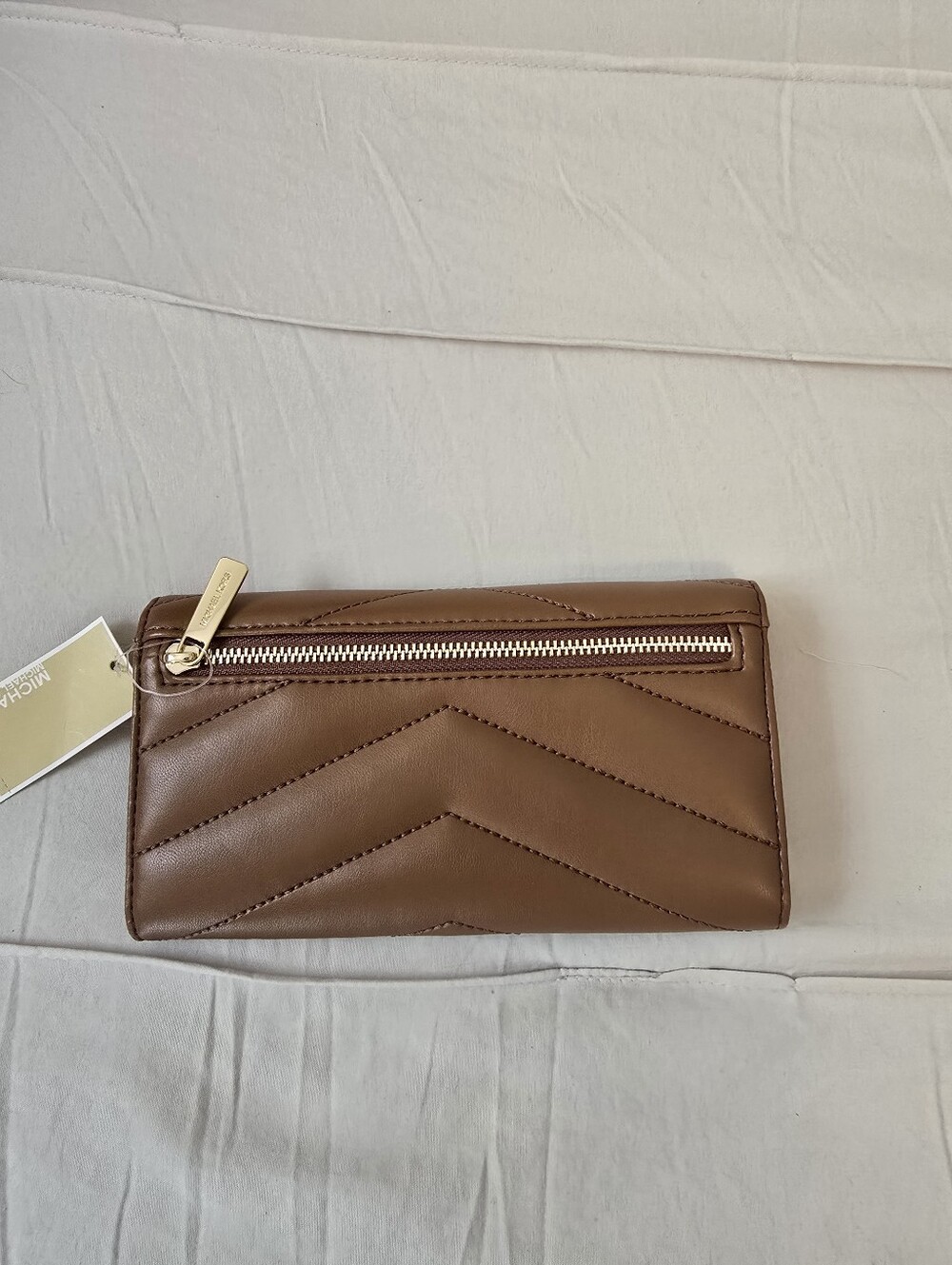Michael Kors Brown Chevron Quilted Leather Continental Wallet - Picture 2 of 4
